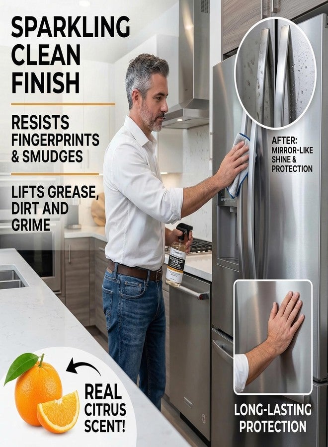 Thirteen Chefs Stainless Steel Cleaner and Polish for Fridge, Oven, Cooktop, Kitchen Appliances, BBQ and Ranges – 16oz - Image 2