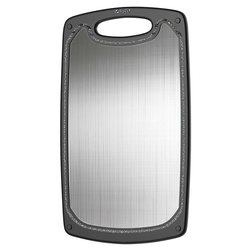 Viretang Metal Cutting Boards for kitchen, Stainless Steel Cutting Board, Dishwasher Safe, Juice Groove, Easy Grip Handle, Non-Slip Steel Cutting Board 15.6''x9.5''(1 Board) - Image 1