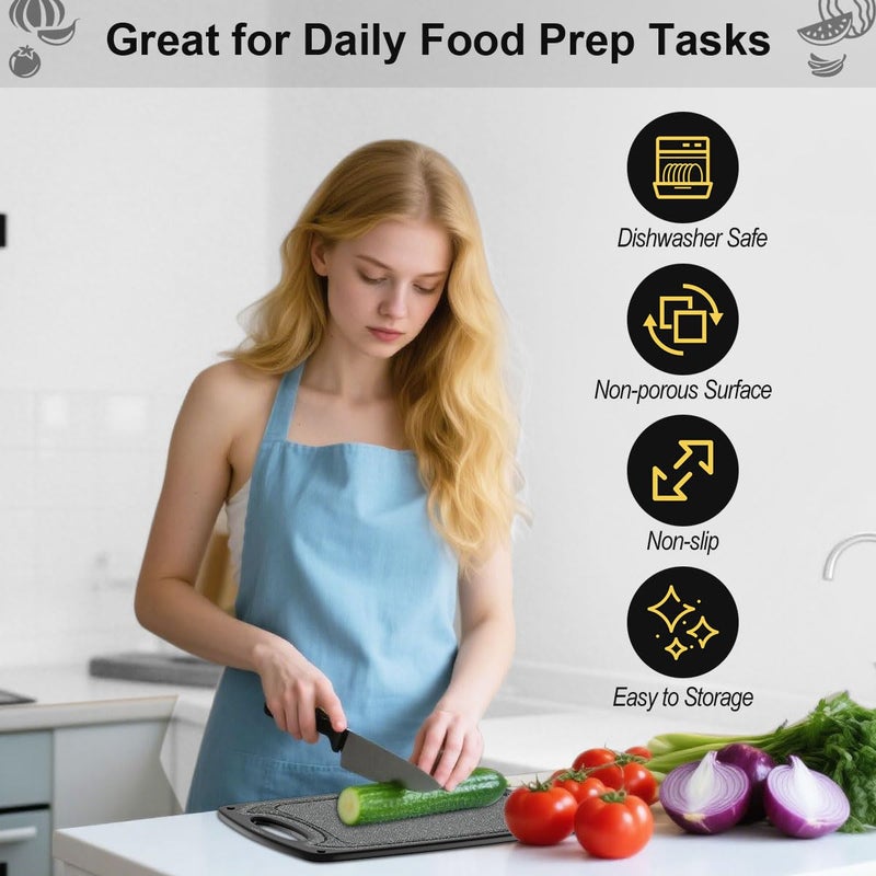 Viretang Metal Cutting Boards for kitchen, Stainless Steel Cutting Board, Dishwasher Safe, Juice Groove, Easy Grip Handle, Non-Slip Steel Cutting Board 15.6''x9.5''(1 Board) - Image 4