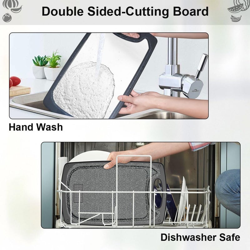 Viretang Metal Cutting Boards for kitchen, Stainless Steel Cutting Board, Dishwasher Safe, Juice Groove, Easy Grip Handle, Non-Slip Steel Cutting Board 15.6''x9.5''(1 Board) - Image 3