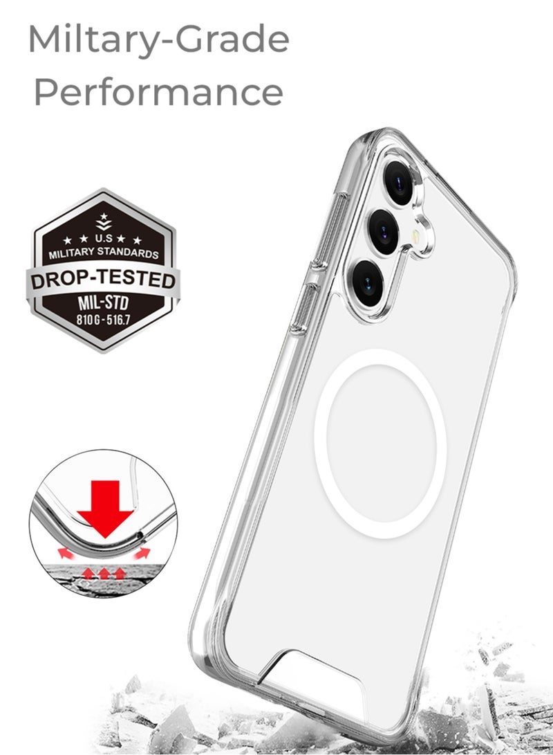 glassology حافظة شفافة مغناطيسية لجهاز سامسونج جالكسي S25 بلس + مجموعة واقي الشاشة 360° حماية، مقاومة للكسر، مضادة للاصفرار، زجاج مقسى فاخر، وضوح عالي - Image 2