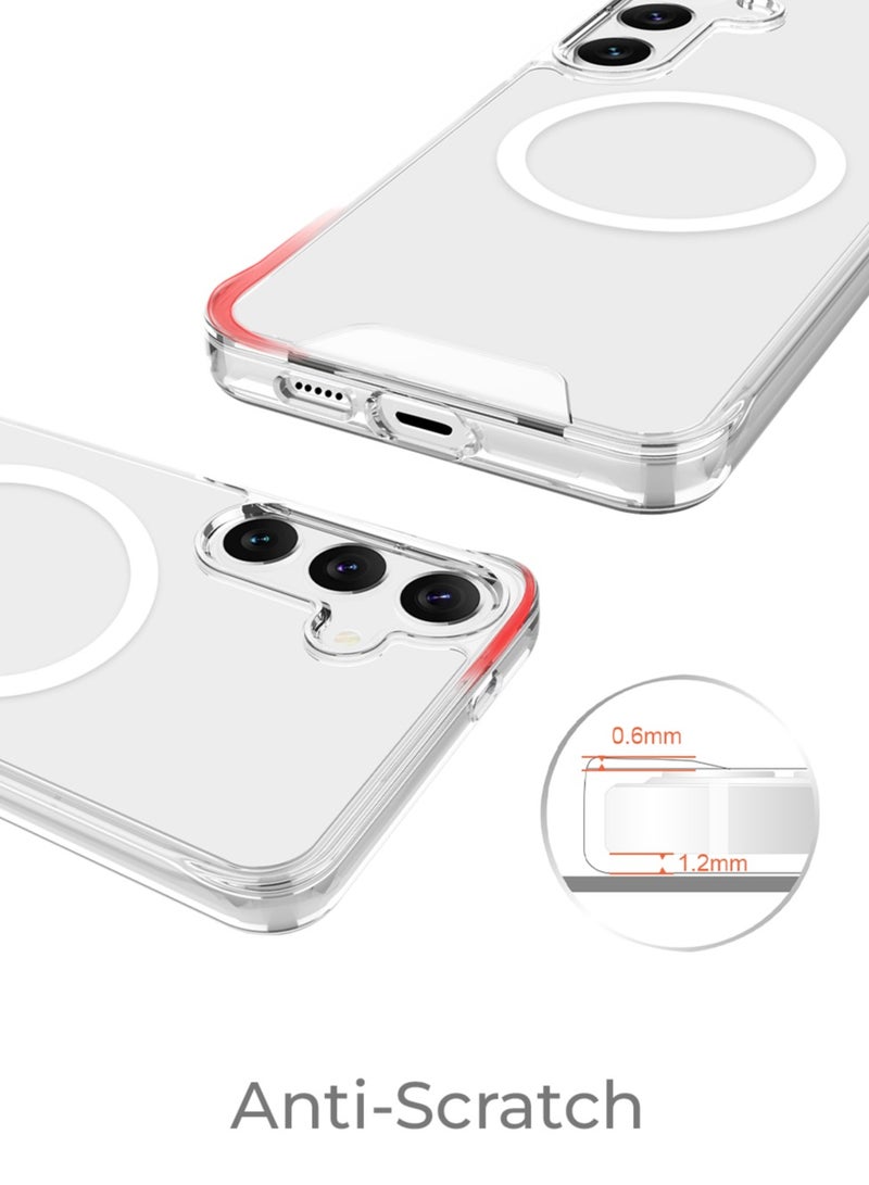 glassology حافظة شفافة مغناطيسية لجهاز سامسونج جالكسي S25 بلس + مجموعة واقي الشاشة 360° حماية، مقاومة للكسر، مضادة للاصفرار، زجاج مقسى فاخر، وضوح عالي - Image 5