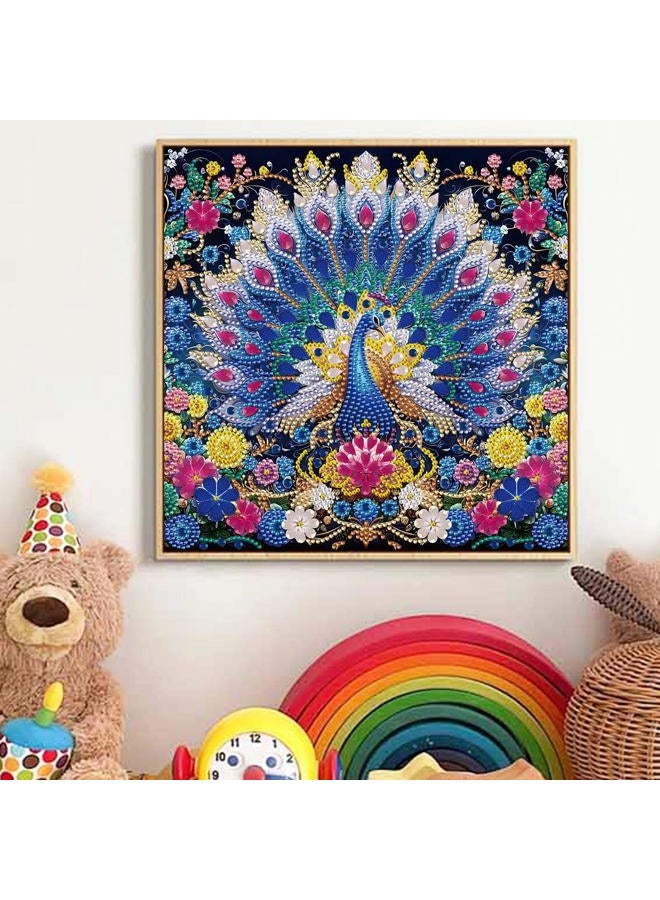 JATOK 5D Special Shape Diamond Painting Art, Diamond Painting Kits for Adults Beginners, Crystal Rhinestones for Home Wall Decoration Gift, Peacock 12x12 in - Image 2