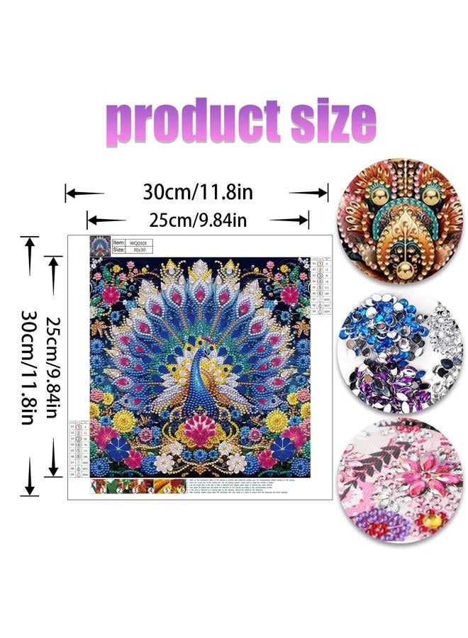 JATOK 5D Special Shape Diamond Painting Art, Diamond Painting Kits for Adults Beginners, Crystal Rhinestones for Home Wall Decoration Gift, Peacock 12x12 in - Image 3
