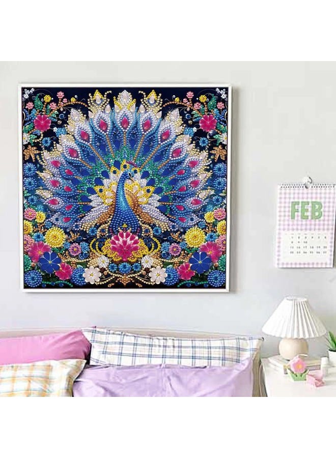 JATOK 5D Special Shape Diamond Painting Art, Diamond Painting Kits for Adults Beginners, Crystal Rhinestones for Home Wall Decoration Gift, Peacock 12x12 in - Image 4