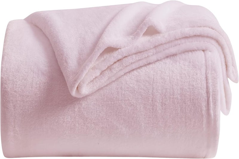 KMUSET Fleece Blanket Throw Size Pink Lightweight Super Soft Cozy Luxury Bed Blanket Microfiber - Image 1