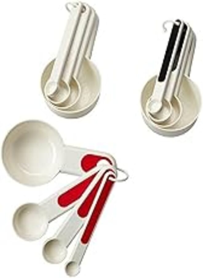STAM Set of 4 measuring cups, red, white/black