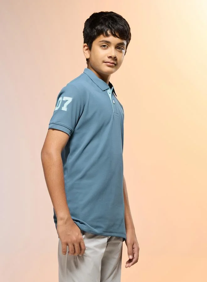 Technosport Boys Solid Slim Fit Sports Polo T-shirt