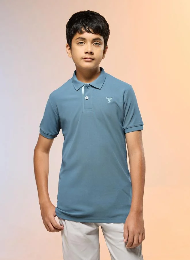 Technosport Boys Solid Slim Fit Sports Polo T-shirt