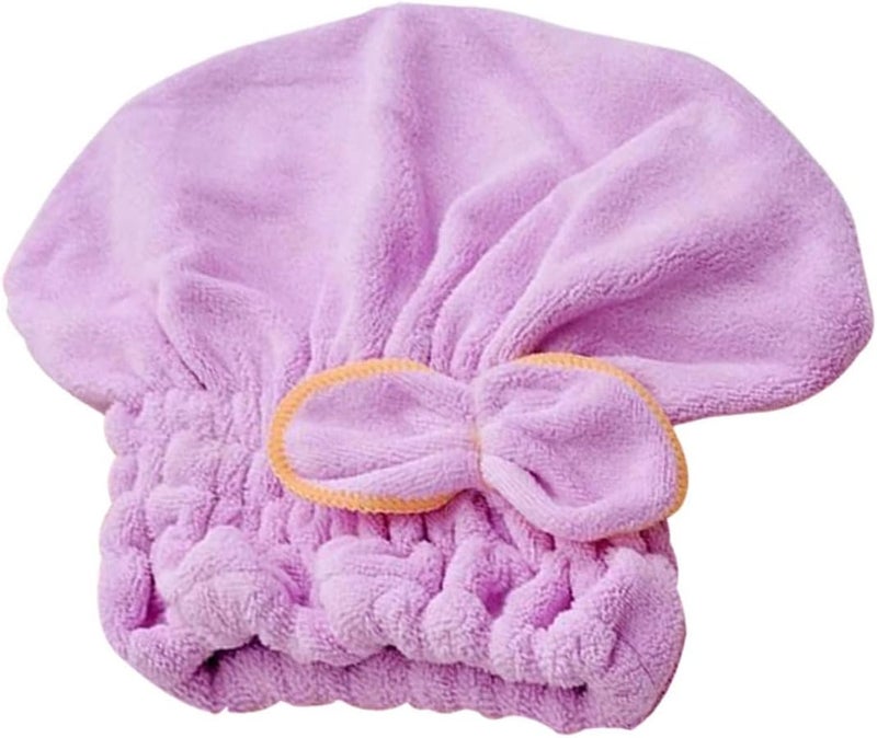 Outanaya Bowknot Coral Fleece Hair Drying Cap Fast Absorbent Shower Cap for Wet Hair for Bathing and Makeup Soft Microfiber Material Comfortable Design - Image 1