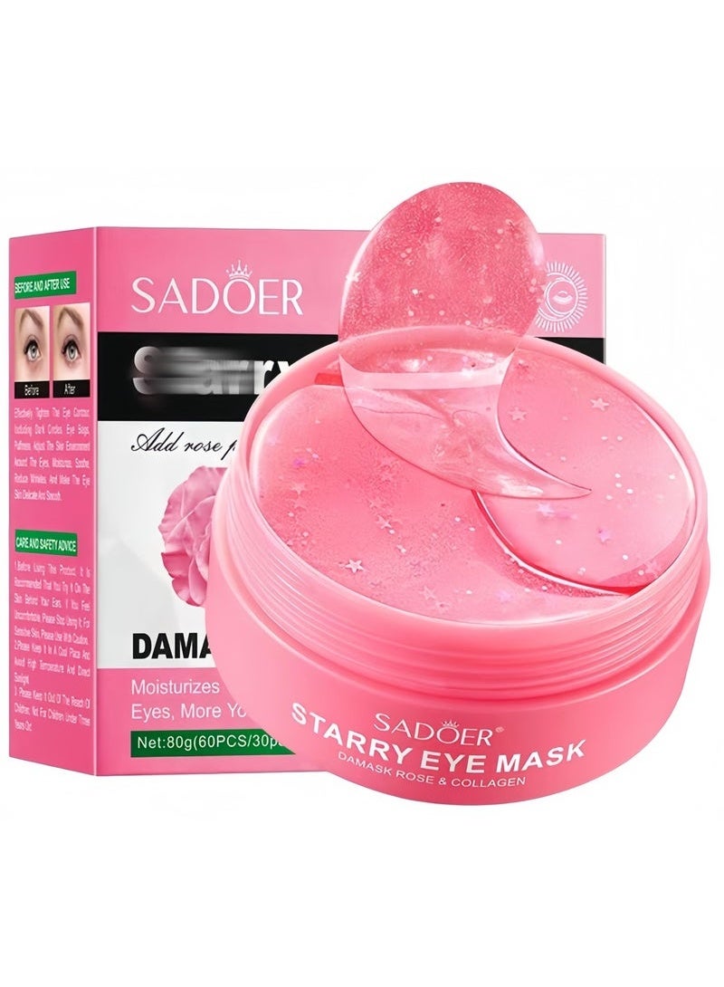 سادور Sadoer Lktvys Rose Eye Mask - Soothing Eye Gel Pads for Dark Circles & Puffiness, Hydrating Eyes Patches with Antioxidants for Wrinkles, Gentle Eye Pads for All Skin Types, Especially Sensitive Skin - Image 1