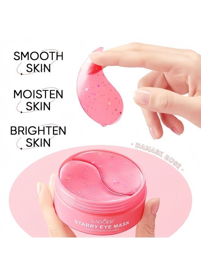 سادور Sadoer Lktvys Rose Eye Mask - Soothing Eye Gel Pads for Dark Circles & Puffiness, Hydrating Eyes Patches with Antioxidants for Wrinkles, Gentle Eye Pads for All Skin Types, Especially Sensitive Skin - Image 4