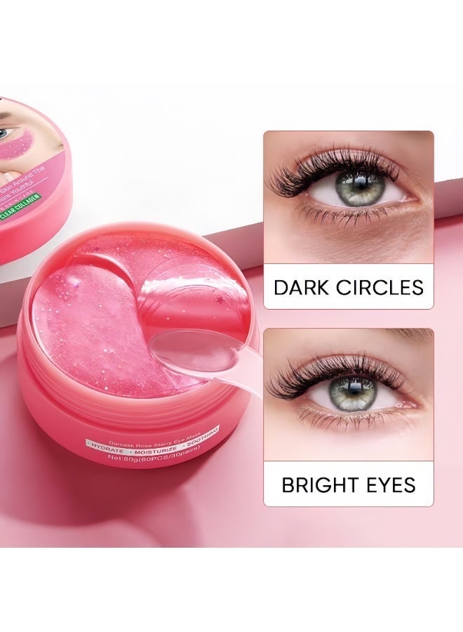 سادور Sadoer Lktvys Rose Eye Mask - Soothing Eye Gel Pads for Dark Circles & Puffiness, Hydrating Eyes Patches with Antioxidants for Wrinkles, Gentle Eye Pads for All Skin Types, Especially Sensitive Skin - Image 3