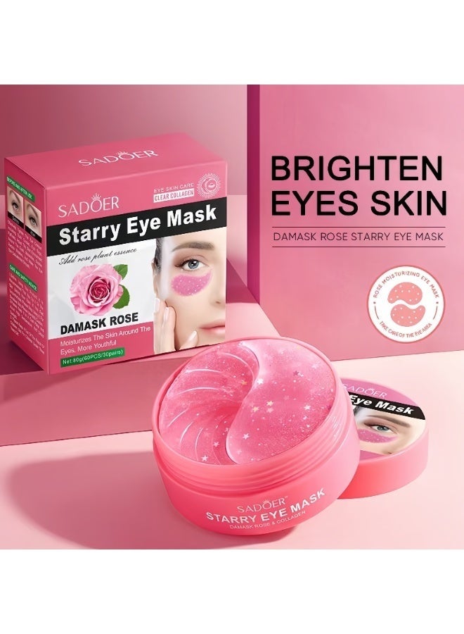 سادور Sadoer Lktvys Rose Eye Mask - Soothing Eye Gel Pads for Dark Circles & Puffiness, Hydrating Eyes Patches with Antioxidants for Wrinkles, Gentle Eye Pads for All Skin Types, Especially Sensitive Skin - Image 2