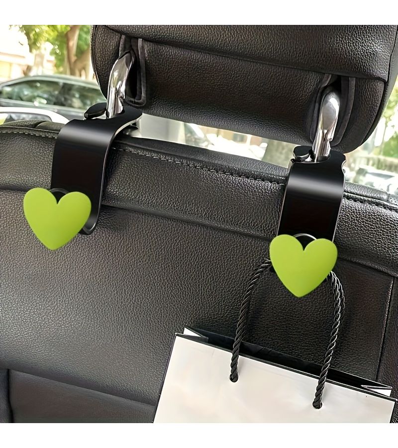 Pink Heart Shaped Car Seat Back Hook Creative Hidden Storage Universal Accessory - Image 2