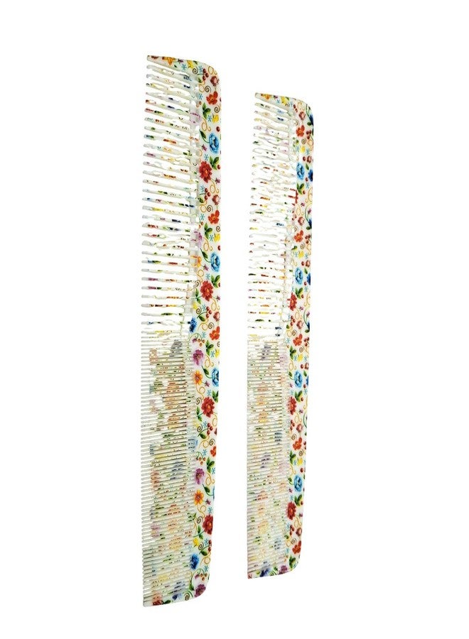 LooKat Floral Print Hair Combs, Wide Tooth Detangling, Pack of 4, Black and White - Image 5
