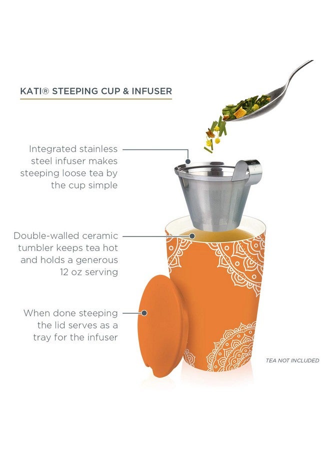 Tea Forte Tea Forte Chakra Double-Walled Ceramic Kati Cup with Removable Stainless Steel Infuser Basket and Lid, Steeps 12 oz Loose Leaf Tea, Lid and Cup Dishwasher & Microwave Safe  - Image 3