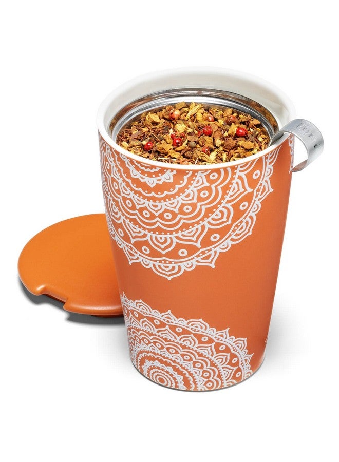 Tea Forte Tea Forte Chakra Double-Walled Ceramic Kati Cup with Removable Stainless Steel Infuser Basket and Lid, Steeps 12 oz Loose Leaf Tea, Lid and Cup Dishwasher & Microwave Safe  - Image 4