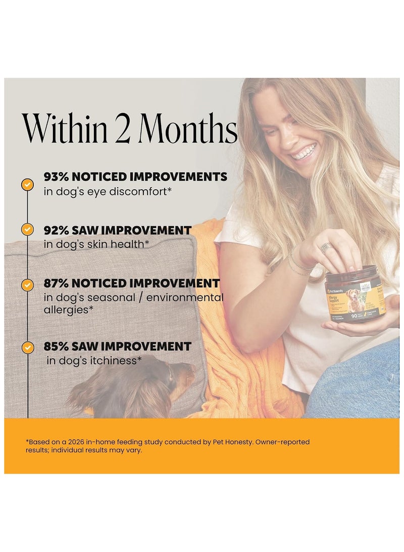 Pet Honesty Dog Allergy Chews - for Paw Licking, Itching & Seasonal Allergies - with Colostrum, Probiotics & Salmon Oil - Vet Recommended Itch Relief Supplement for Dogs (Peanut Butter, 90 Ct) - Image 3