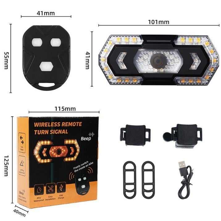 PureJoy Wireless Remote Control Turn Signal Tail Light for Bicycle, USB-C Rechargeable, Cool Projection Night Riding Safety Light for Mountain Bike