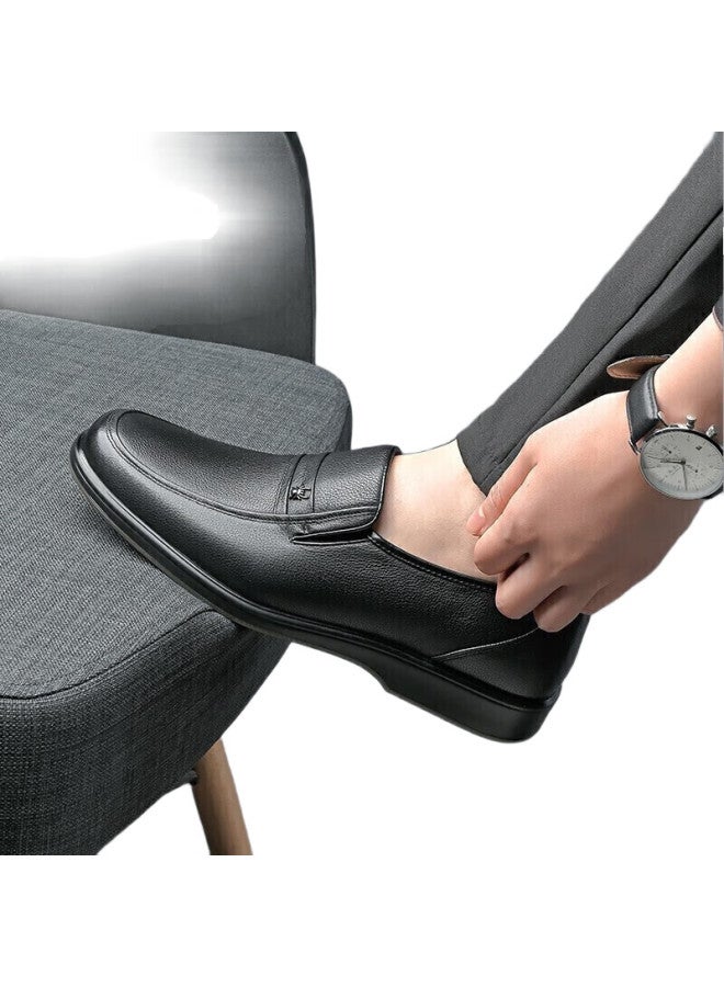 Spider King Men'S Casual Leather Shoes, Business Formal Shoes, Slip-On Dad Shoes, Cowhide Sole, Versatile, 22385, Black, Size 37 - Image 2