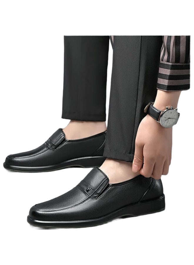 Spider King Men'S Casual Leather Shoes, Business Formal Shoes, Slip-On Dad Shoes, Cowhide Sole, Versatile, 22385, Black, Size 37 - Image 1