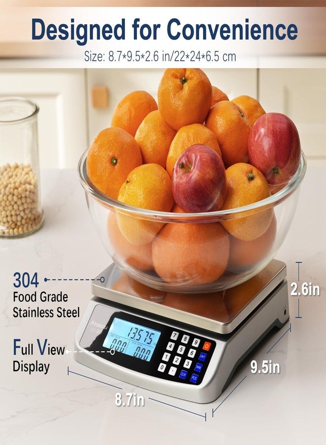 Atogou 66lb Food Scale, Commercial Kitchen Scale with Price Computing, Plug-in Usable, 0.05oz/1g, 304 Stainless Steel, for Cooking, Vegetables, Farm, Industry, Counting. LC300 Silver - Image 5