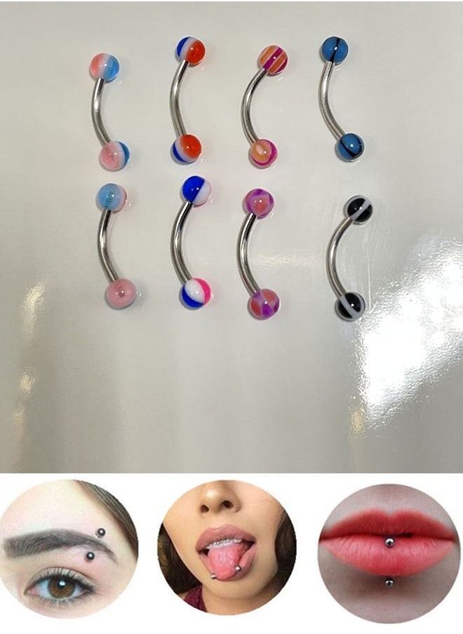 Generic - 8 Pieces of body piercing accessories trendy eyebrow ring to decorate the eyebrow lips and tongue - Image 1
