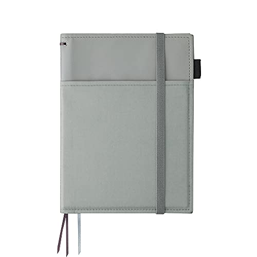 KOKUYO Systemic Synthetic Leather Cover Notebook, with One A5, B 6mm Ruled, 28 Lines, 50 Sheets, Twin Ring Edge Title Notebook, Gray, Japan Import (NO-V685B-M) - Image 1