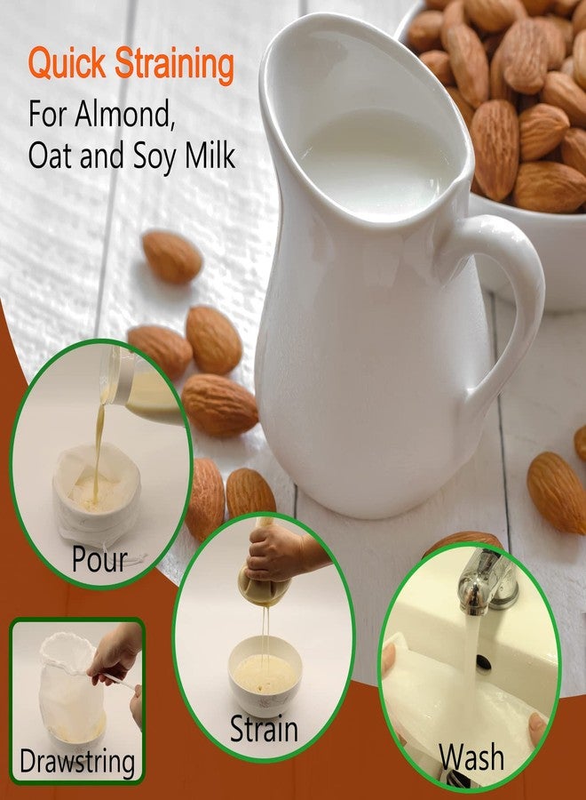 Huppar 4 Pack Nut Milk Bag for Straining 12”x12”, Reusable Cheesecloth Bag, 200 Mesh Nylon Food Strainer, Fine Mesh Nut Bag for Almond,Oat, Soy Milk, Fruit & Vegetable Juice,Cheese, Yogurt,Soup - Image 4