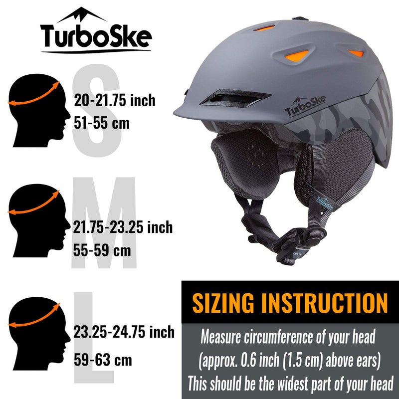 TurboSke Ski Helmet - Active Ventilation Audio Compatible Snow Sports Luxury Helmet with ASTM Certified Safety for Men, Women & Youth (S, Gray-Camo) - Image 3