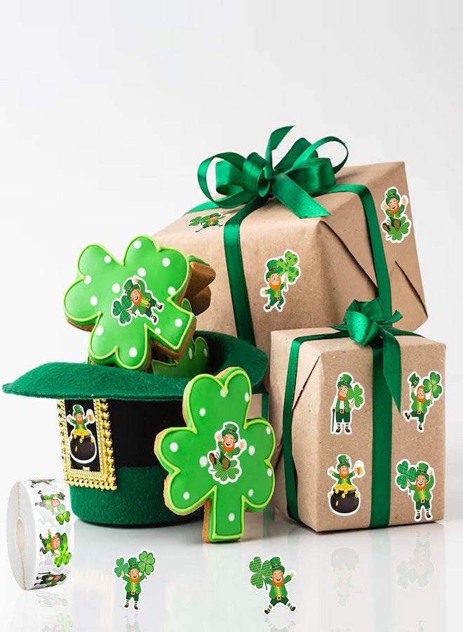 ASABITE St. Patrick's Day Sticker Roll 500Pcs 1.2Inch St. Patrick's Day Stickers for Kids Cute Funny Cartoon Leprechaun Shamrock Clover Self-Adhesive Decals for Scrapbook Irish Holiday Party Decor (8 Designs) - Image 4