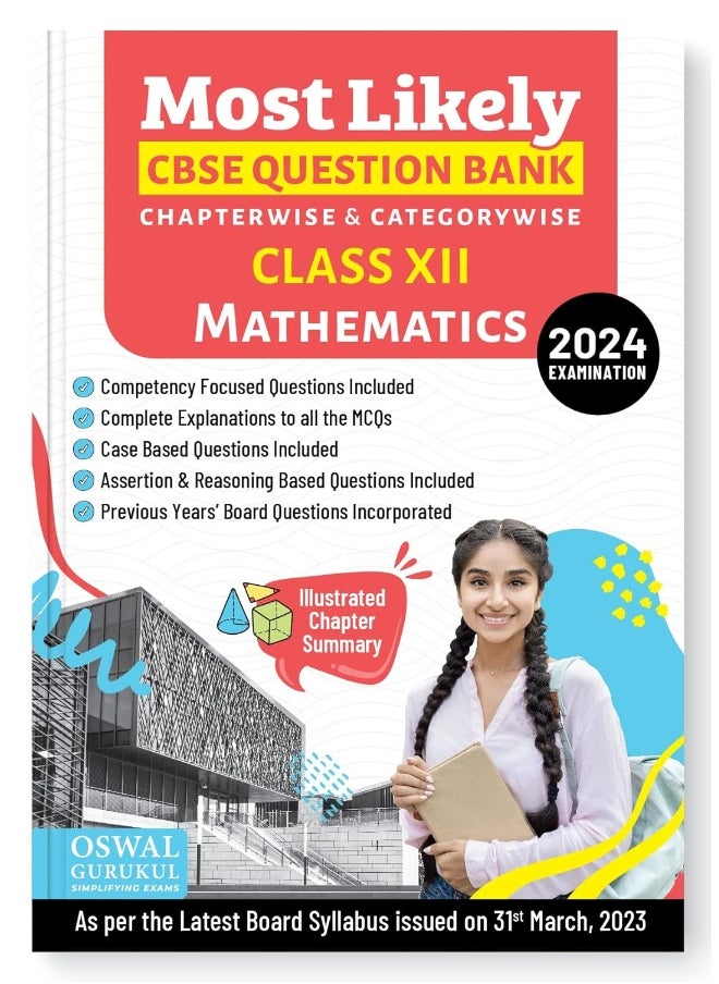 null - Oswal - Gurukul Mathematics Most Likely CBSE Question Bank for Class 12 Exam 2024 - Chapterwise & Categorywise, Competency Focused Qs, MCQs, Case, Assertion & Reasoning Based, Previous Years' Board Qs - Image 1