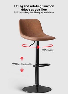 Sharpdo Bar Stools,Leather Bar Chair,Comfortable Adjustable High Bar Chair with 360°Swivel Perfect for Home Kitchen Counter Dining High Footrest Stool  - Image 5