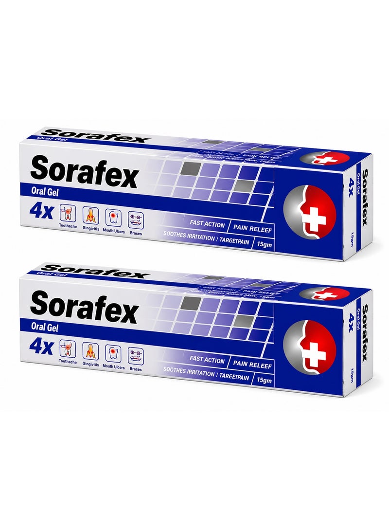 Sorafex Oral Gel 15G 2PCS – Fast Oral Pain Relief Gel for Toothache, Mouth Ulcers & Gum Irritation