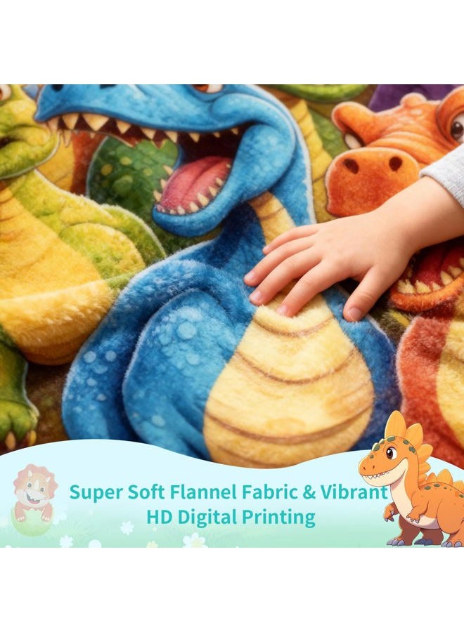 Dojavop Cute Smiling Dinosaurs HD Digital Print Flannel Throw Blanket - Ultra Soft Lightweight Warm, Contemporary Animal Theme All-Season Blanket for Kids Boys Girls, Birthday (40"x50") - Image 3