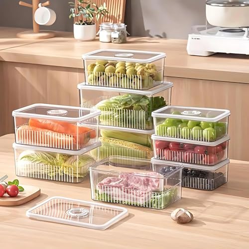 SCL Steelo Steelo SoFresh Plastic Fridge Storage Containers Set - Air Tight & Leakproof - Refrigerator Organizers - Fruits & Vegetable Containers With Lid - Clear - Pack Of 3-900 ML, 1800 ML, 3400 ML - Image 4