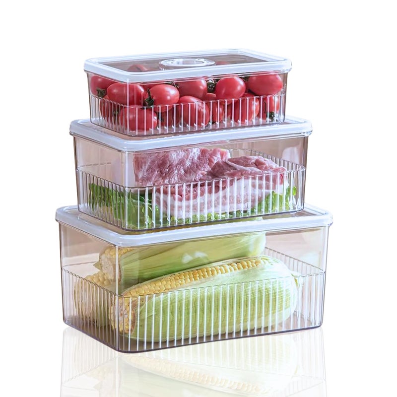 SCL Steelo Steelo SoFresh Plastic Fridge Storage Containers Set - Air Tight & Leakproof - Refrigerator Organizers - Fruits & Vegetable Containers With Lid - Clear - Pack Of 3-900 ML, 1800 ML, 3400 ML - Image 5