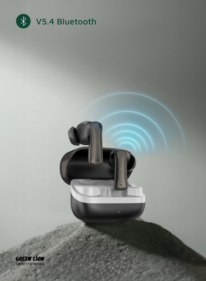 GREEN LION Manchester True Wireless Earbuds with Bluetooth 5.4 & Low Latency Mode, 4H Playtime, Fast Charging, 8mm Drivers & Long Standby/ Ergonomic Noise-Isolating In-Ear Headphones for Music, Calls & Gaming - Black - Image 3