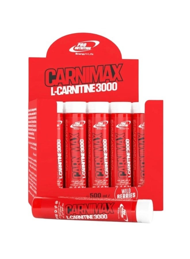 PRO NUTRITION Carnimax L-CARNITINE 3000 Cranberry Flavored Fat Burner 20 ampoules  - Image 1