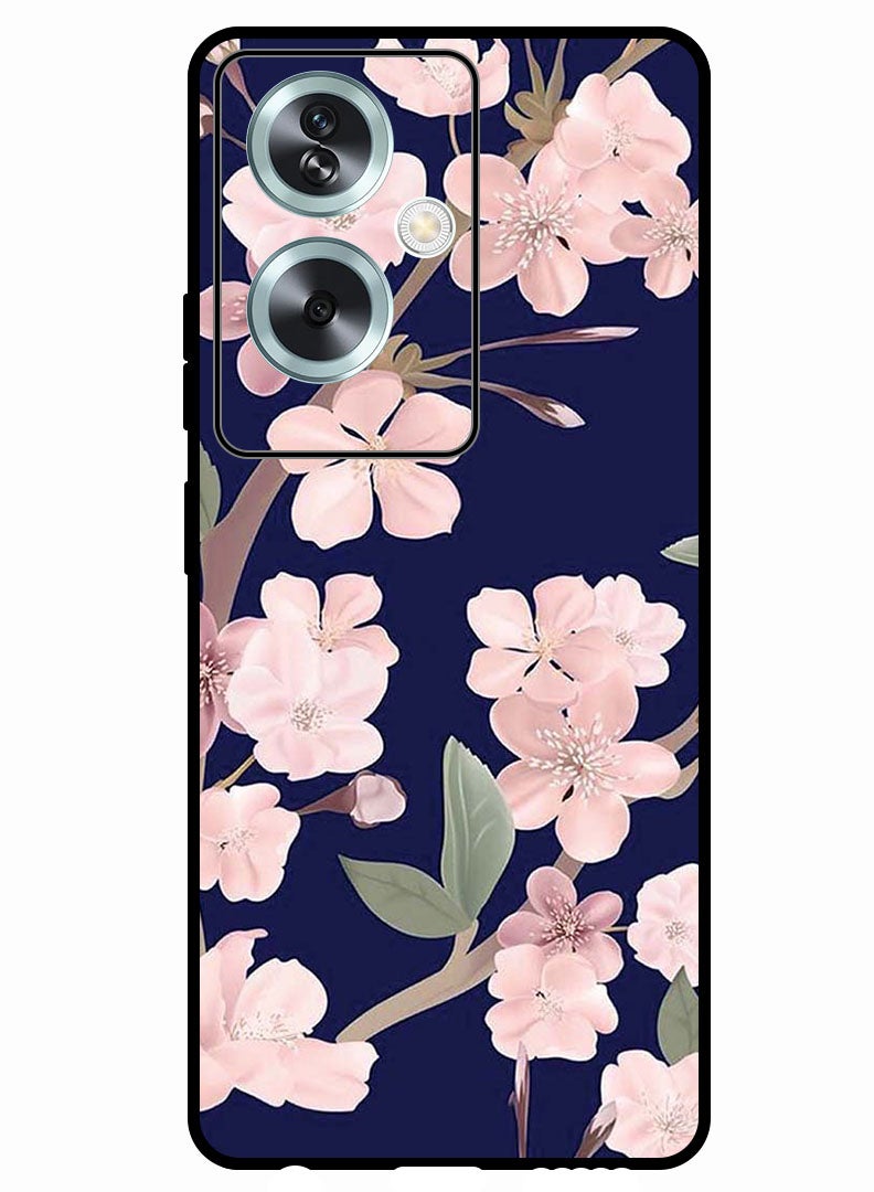 Theodor Protective Case Anti Scratch Shock Proof Bumper Cover For Oppo A79 5G Pink Flowers In Blue Background - Image 1