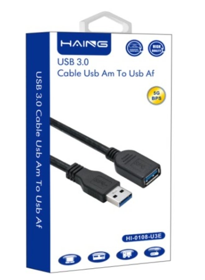 Haing USB 3.0 AM to USB AF Blue Cable 1M - Image 1