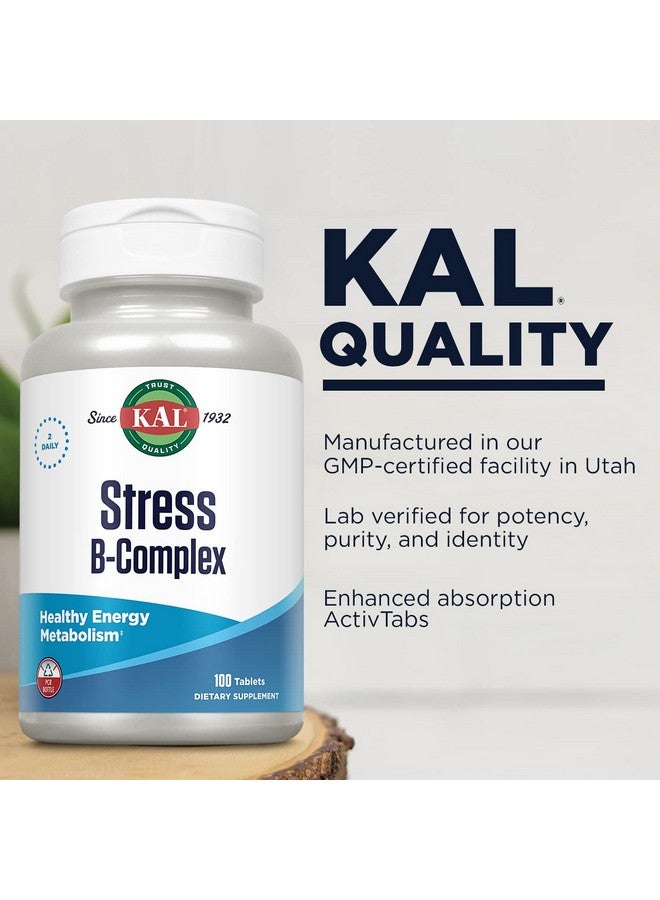 KAL Stress B Complex Vitamin Supplement, Vitamin B Complex for Energy, Stress, Red Blood Cell Formation and Immune Support, with Vitamin B12, B6 and Folic Acid, 60-Day Guarantee, 50 Serv, 100 Tablets - Image 4