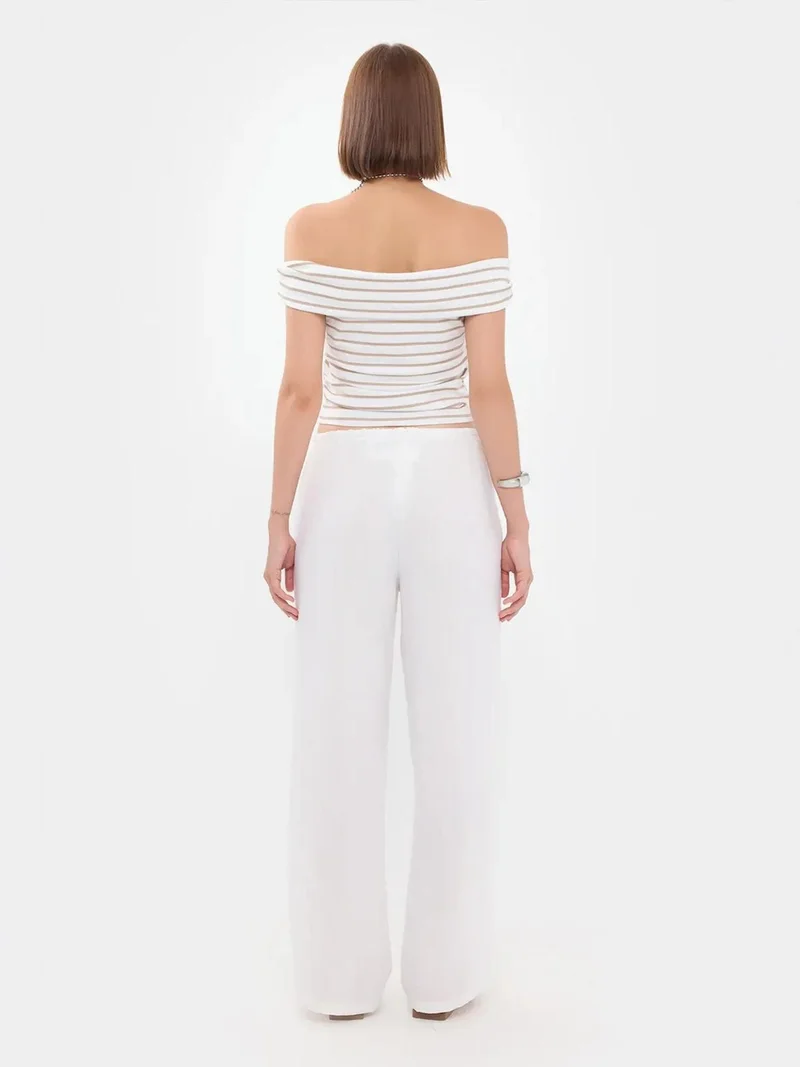 HICCUP Striped Off-Shoulder Top