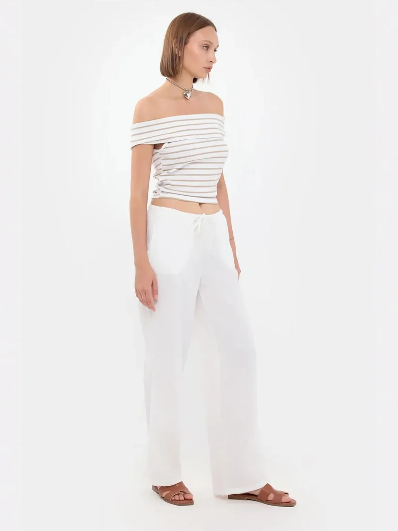 HICCUP Striped Off-Shoulder Top