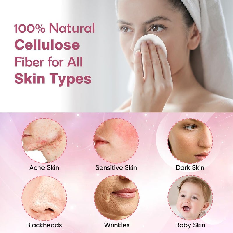 AIDEA Compressed Facial Sponges 96Count White, Round, Face Sponges for Cleansing, Travel Essentials, Natural Cellulose Cosmetic Makeup Sponge for Facial Cleansing, Exfoliating, Makeup Removal - Image 2