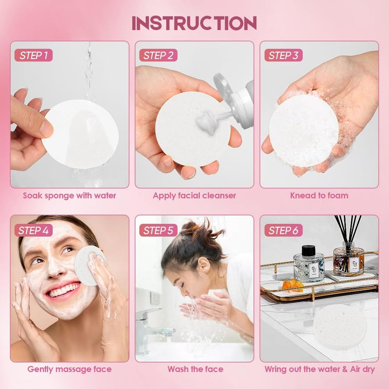 AIDEA Compressed Facial Sponges 96Count White, Round, Face Sponges for Cleansing, Travel Essentials, Natural Cellulose Cosmetic Makeup Sponge for Facial Cleansing, Exfoliating, Makeup Removal - Image 3