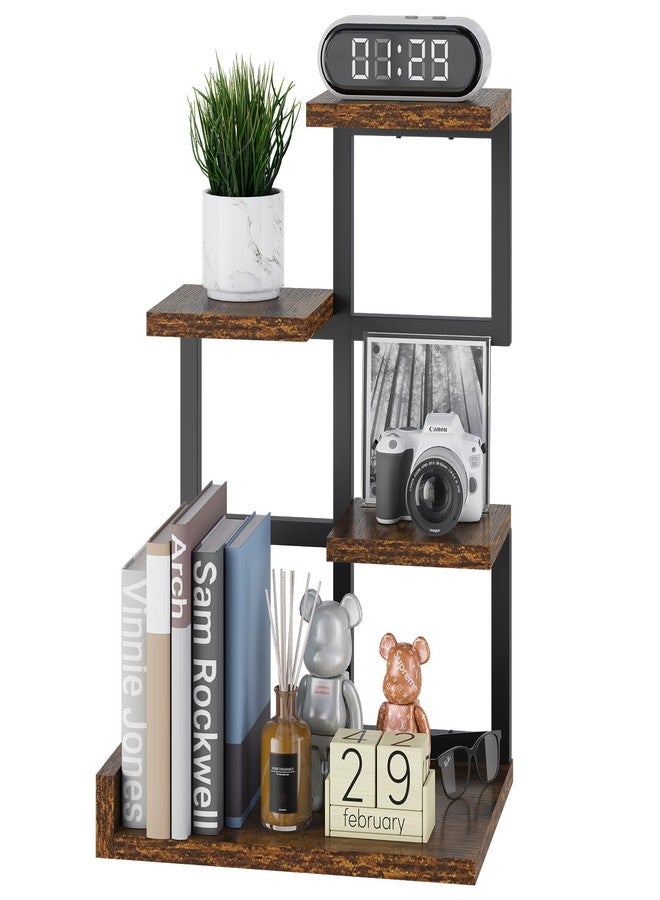 YMYNY Wooden Desktop Shelf, 4-Layer Storage Display Shelf, Small Finishing Desk, with Metal Frame, for Books, Plants, 31 x 24 x 44.5 cm, Brown HSR007H - Image 1