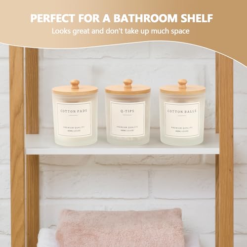 eggs sound 3 Pack Qtip Holder - Bathroom Organizers and Storage, Cotton Round Holder Cotton Swab Dispenser Cotton Ball Holder with Tray, Glass Apothecary Jars with Lids, Bathroom Containers for Floss Pick - Image 3