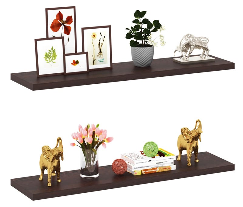 Madhuran MDF Wooden Wall Mounted Decorative Shelf Racks Tier 2 (Matte Finish, Wenge) / Decoration Items Library Living Room Kitchen Storage Bathroom Homeshower Organiser - Image 2